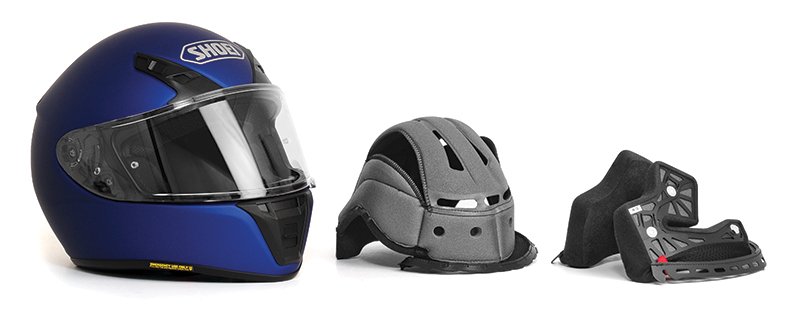 Shoei helmet with liner and cheek pads